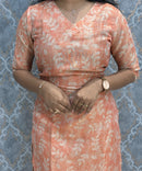 Light Orange and Beige Premium Soft Tissue Silk Kurtis with Cotton Lining / LSS224