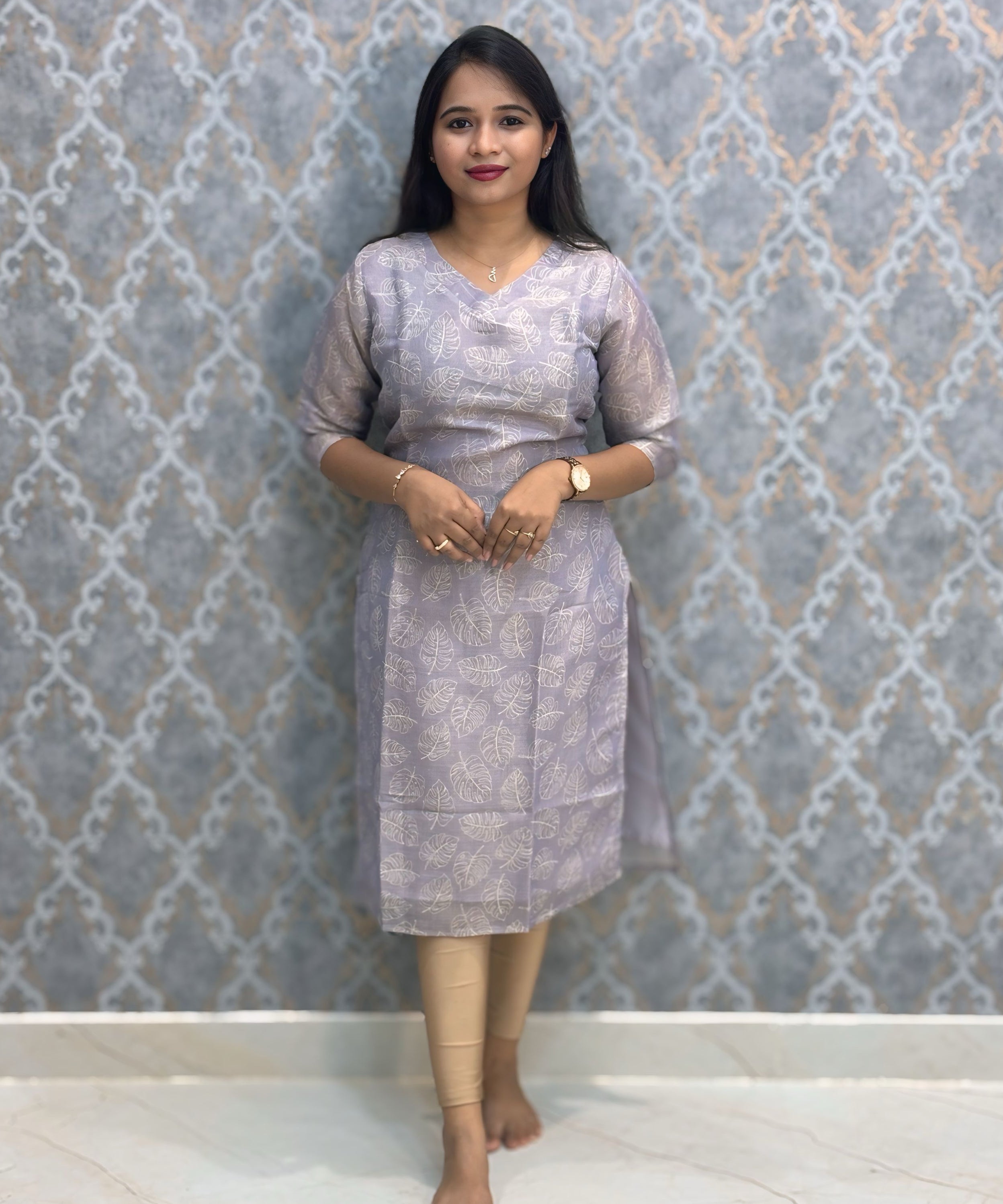 Lavender Premium Soft Tissue Silk Kurtis with Cotton Lining / LSS224