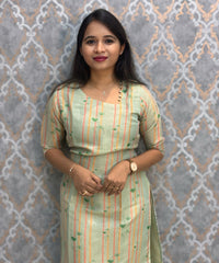 Pista Green Premium Soft Tissue Silk Kurtis with Cotton Lining / LSS224