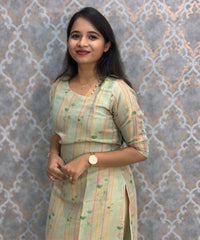 Pista Green Premium Soft Tissue Silk Kurtis with Cotton Lining / LSS224