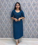Blue Color Premium Straight Cut Kurti with Ling / LSS227