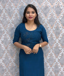 Blue Color Premium Straight Cut Kurti with Ling / LSS227