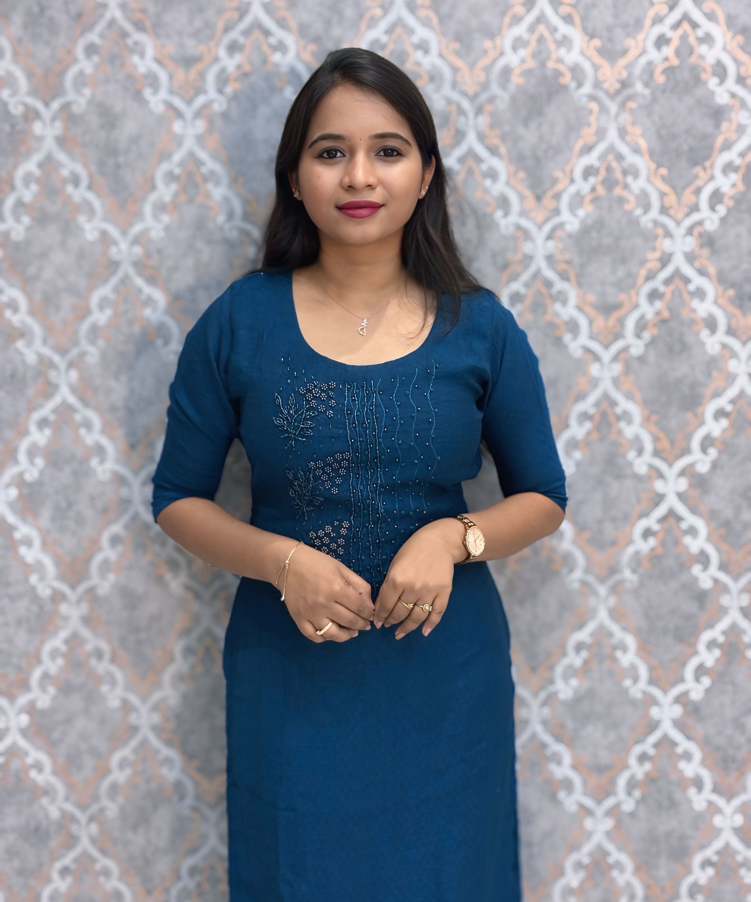 Blue Color Premium Straight Cut Kurti with Ling / LSS227