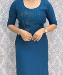 Blue Color Premium Straight Cut Kurti with Ling / LSS227