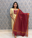 Premium Tissue Kolam Kurti and Handloom Mangalgiri Cotton Dupatta Set / ESS421