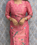 Pink and Beige Color Premium Tissue Silk Designer Ethnic 3 Piece Salwar Set with Lining /  ESS405