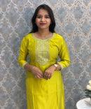 Lemon Yellow Color Premium Vatican Silk Co-ord Set with Pocket / LSS171