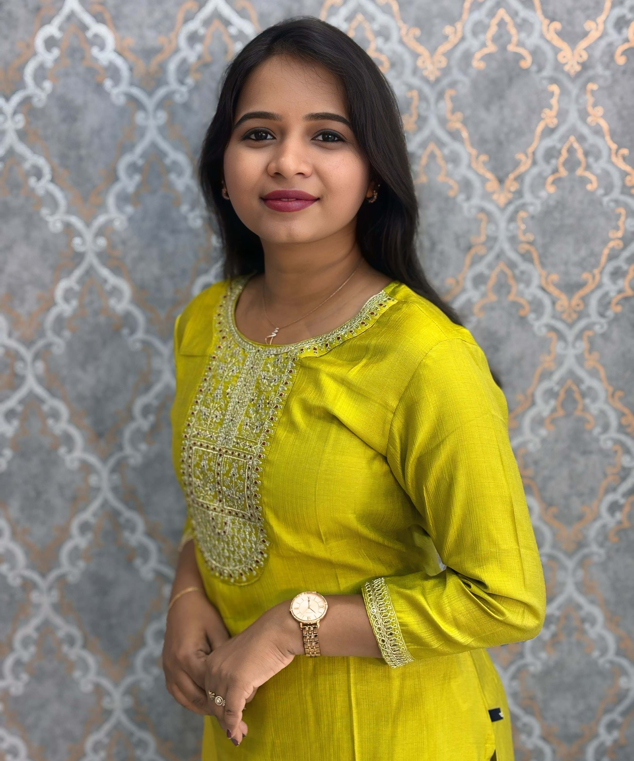 Lemon Yellow Color Premium Vatican Silk Co-ord Set with Pocket / LSS171