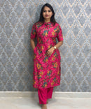 Pink Color with Foil Print Premium Vatican Silk Co-ord Set with Pocket / LSS217