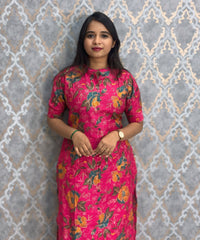 Pink Color with Foil Print Premium Vatican Silk Co-ord Set with Pocket / LSS217