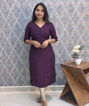 Purple Color Premium Vatican Silk Kurti and Kalamkari Kota Inspired Dupatta / LSS199