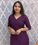 Purple Color Premium Vatican Silk Kurti and Kalamkari Kota Inspired Dupatta / LSS199