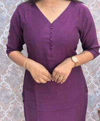 Purple Color Premium Vatican Silk Kurti and Kalamkari Kota Inspired Dupatta / LSS199
