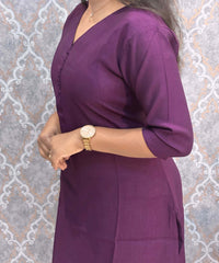 Purple Color Premium Vatican Silk Kurti and Kalamkari Kota Inspired Dupatta / LSS199