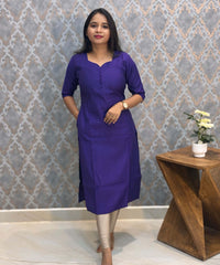 Deep Royal Purple Color Premium Vatican Silk Kurti and Kalamkari Kota Inspired Dupatta / LSS199