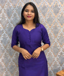 Deep Royal Purple Color Premium Vatican Silk Kurti and Kalamkari Kota Inspired Dupatta / LSS199
