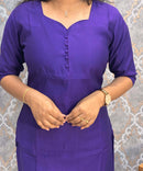 Deep Royal Purple Color Premium Vatican Silk Kurti and Kalamkari Kota Inspired Dupatta / LSS199
