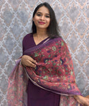 Purple Color Premium Vatican Silk Kurti and Kalamkari Kota Inspired Dupatta / LSS199