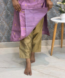 Violet Color Round Neck Premium Dupion Raw Silk Kurti with Thilagam Shape Zari Butta & Lining / LSS186