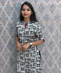 Black and White Color Premium Flex Cotton Kurtis / ESS370