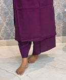 Dark Wine Color Premium Indo-Western Sleeveless 3 Piece Salwar Set / ESS323