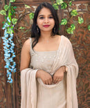 Beige Color Premium Indo-Western Sleeveless 3 Piece Salwar Set / ESS323