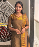 Coffee Brown Color Premium Kanchi Cotton 2 Piece Kurti and Dupatta / LSS198