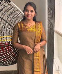Coffee Brown Color Premium Kanchi Cotton 2 Piece Kurti and Dupatta / LSS198