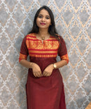 Maroon and Red Color Premium Kanchi Cotton 2 Piece Kurti and Dupatta / LSS198