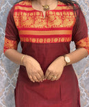 Maroon and Red Color Premium Kanchi Cotton 2 Piece Kurti and Dupatta / LSS198