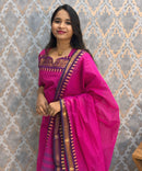 Magenta Pink Color Premium Kanchi Cotton 2 Piece Kurti and Dupatta / LSS198
