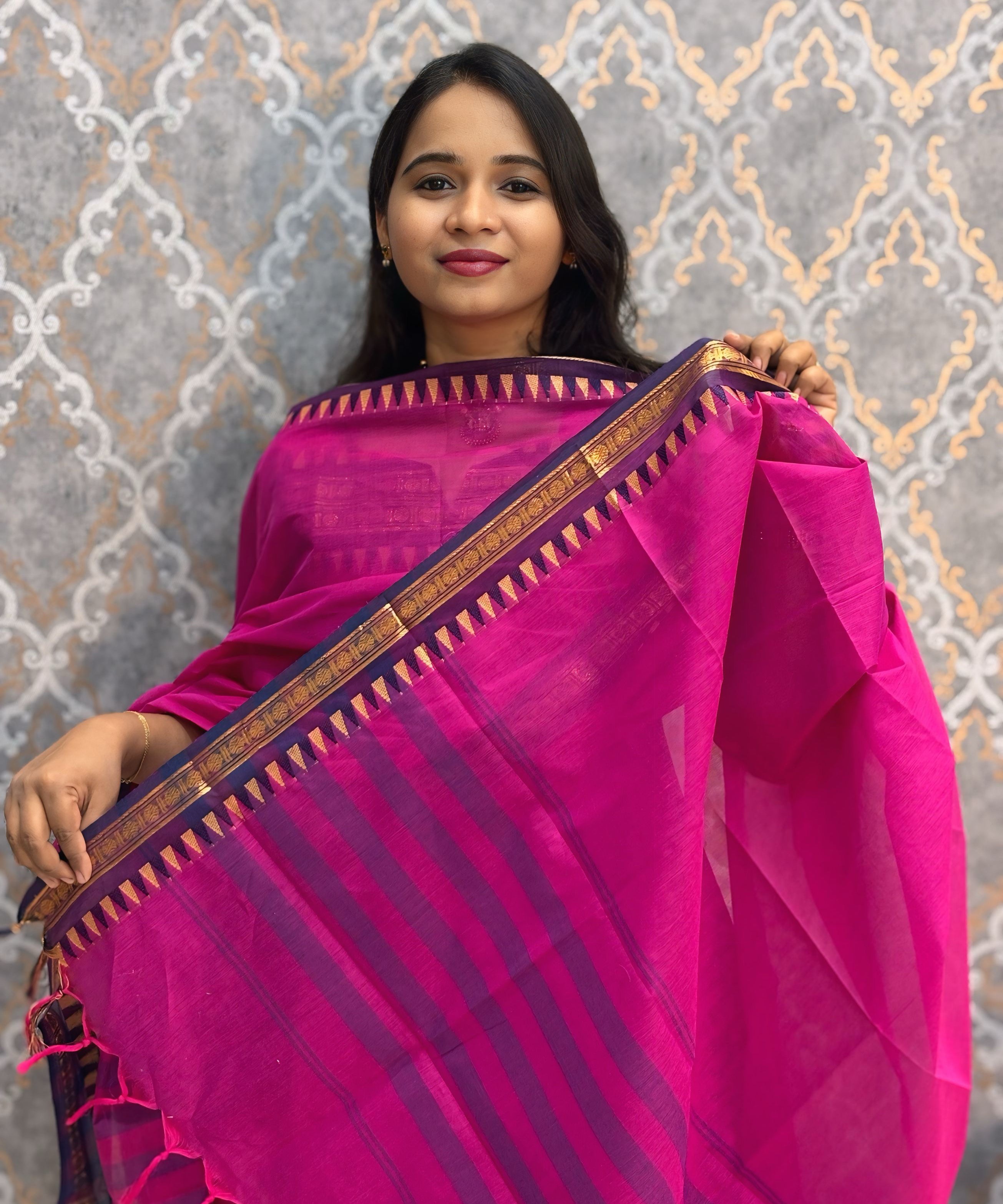 Magenta Pink Color Premium Kanchi Cotton 2 Piece Kurti and Dupatta / LSS198