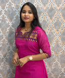 Magenta Pink Color Premium Kanchi Cotton 2 Piece Kurti and Dupatta / LSS198