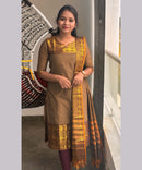 Coffee Brown Color Premium Kanchi Cotton 2 Piece Kurti and Dupatta / LSS198