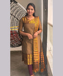 Coffee Brown Color Premium Kanchi Cotton 2 Piece Kurti and Dupatta / LSS198