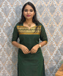 Dark Green Color Premium Kanchi Cotton 2 Piece Kurti and Dupatta / LSS198