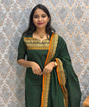 Dark Green Color Premium Kanchi Cotton 2 Piece Kurti and Dupatta / LSS198