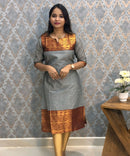 Gray and Maroon Color Premium Kanchi Cotton 2 Piece Kurti and Dupatta / LSS198