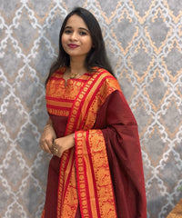 Maroon and Red Color Premium Kanchi Cotton 2 Piece Kurti and Dupatta / LSS198