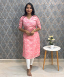 Lite Pink Color V Neck Premium Kota Cotton Kurti with Lining / LSS195
