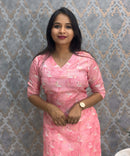 Lite Pink Color V Neck Premium Kota Cotton Kurti with Lining / LSS195