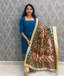 Sky Blue Color Premium Handloom Kota Jacquard Border Silk Cotton 3 Piece Salwar Set / HL063
