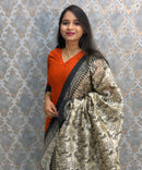 Orange and Black Color Premium Handloom Kota Jacquard Border Silk Cotton 3 Piece Salwar Set / HL062