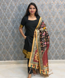 Black Color Premium Handloom Kota Jacquard Border Silk Cotton 3 Piece Salwar Set / HL064