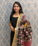 Black Color Premium Handloom Kota Jacquard Border Silk Cotton 3 Piece Salwar Set / HL064