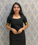 Black Color Premium Handloom Kota Jacquard Border Silk Cotton 3 Piece Salwar Set / HL064