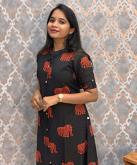 Black Color Pure Jaipur Cotton Coord Set with Pocket / LSS201