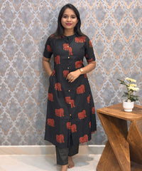 Black Color Pure Jaipur Cotton Coord Set with Pocket / LSS201