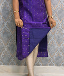 Purple Color Premium Handloom Raw Silk Cotton Kurti and Organza Kalamkari Print Dupatta / HL038