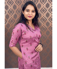 Purple Dobby Rayon Aline with Pocket Kurti / LSS114